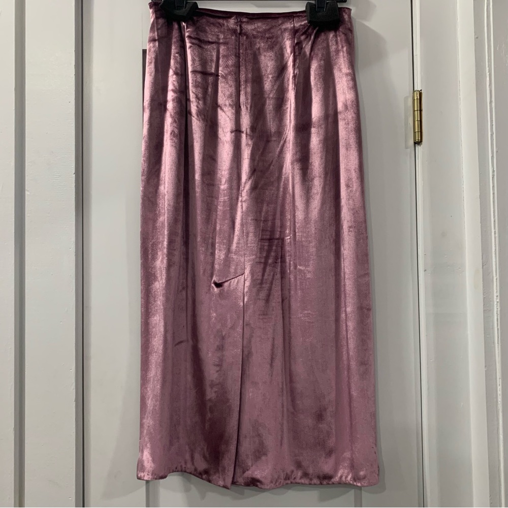 Vince Panne Velvet Purple Midi Skirt Size 4 - Picture 5 of 10